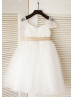 Cap Sleeves Ivory Lace Tulle Flower Girl Dress